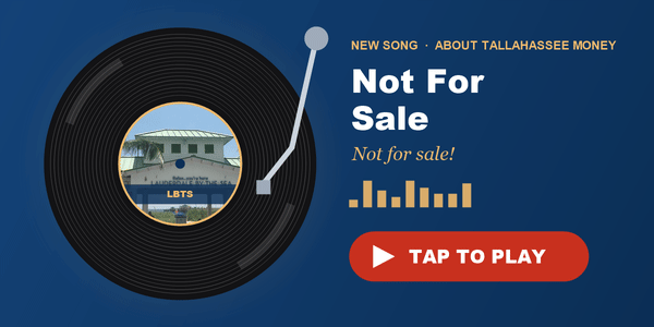 A new song, Not For Sale. A spinning record with the beach gate on the label. Tap to play.