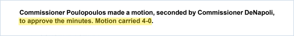 December 9, 2025 minutes: motion carried 4-0