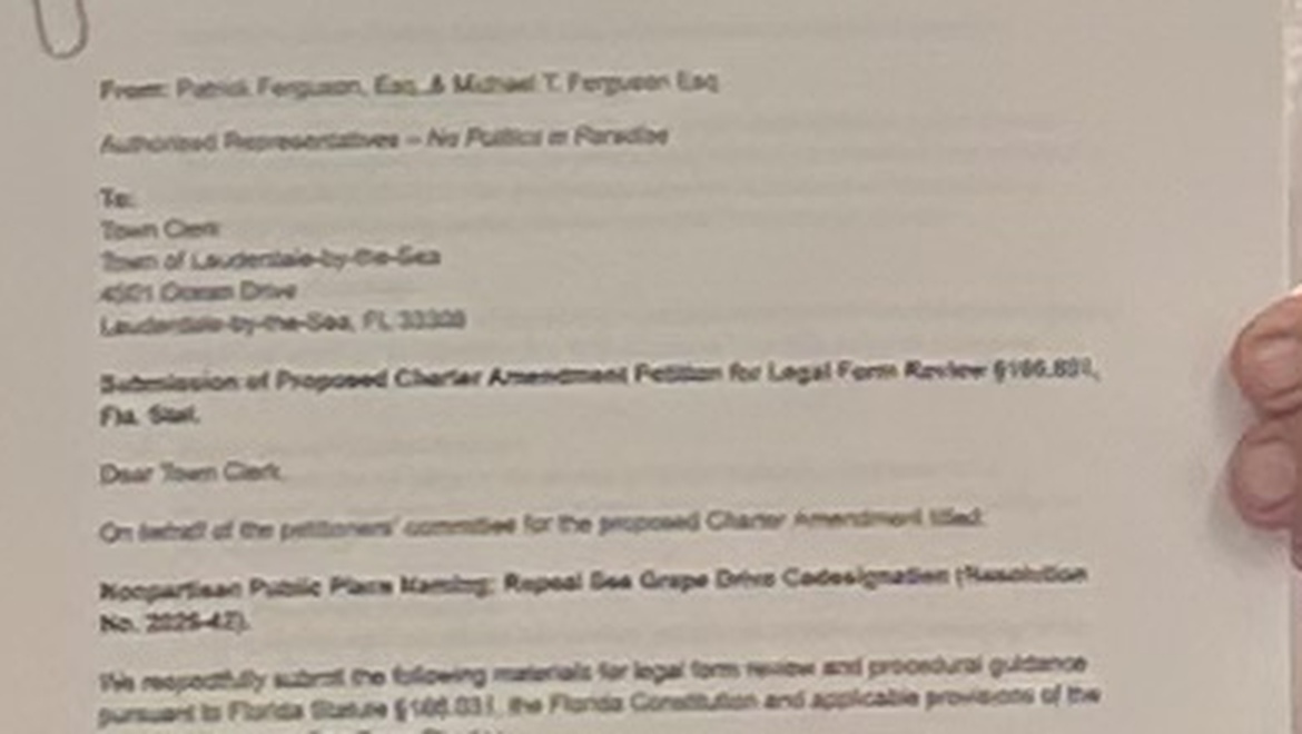 The submission letter to the Town Clerk.